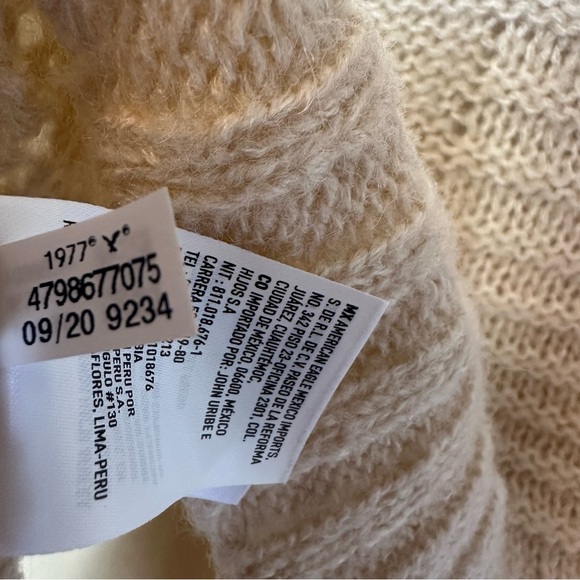 American Eagle Sweater Open Knit Granny Boho Wool Blend Slouchy Cable Knit Sz XS - Picture 7 of 12